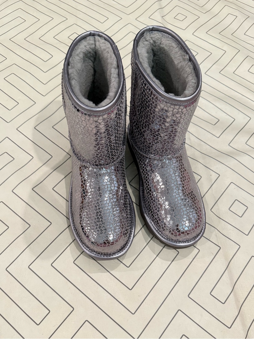 UGG Silver Heart Fur Boots